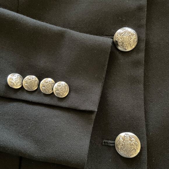 Lauren Ralph Lauren Black Wool Initial's RLL Crest Button Blazer Jacket Sz 6 - Picture 3 of 8